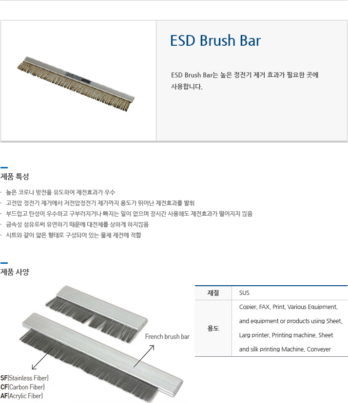 ESD Brush Bar 에 대한 설명