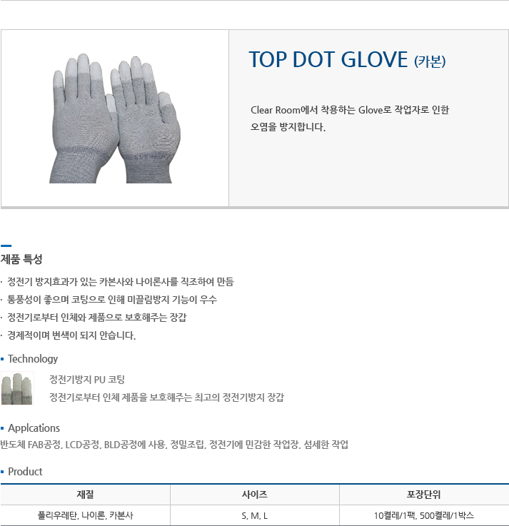 TOP GLOVE(카본) 에 대한 설명