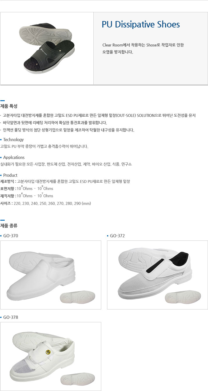 PU Dissipative Shoes 에 대한 설명